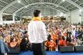 Nonthaburi ,Thailand - March 10,2019 : Mr.Thanathorn juangroongruangkit,The leader of Future Forward Party FWP during speak for Royalty Free Stock Photo