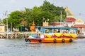 Nonthaburi, Thailand- March, 27, 2021 : The transportation boat in the river cross over to Koh Kret.Nonthaburi, Thailand Royalty Free Stock Photo