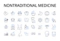 Nontraditional medicine line icons collection. Alternative medicine, Complementary medicine, Holistic medicine