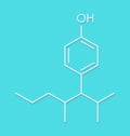 Nonylphenol endocrine disruptor molecule one isomer shown. Skeletal formula. Royalty Free Stock Photo