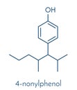 Nonylphenol endocrine disruptor molecule one isomer shown. Skeletal formula. Royalty Free Stock Photo