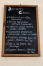 Nonza, menu, blackboard, food, local, tradition, Haute Corse, Corsica, Upper Corsica, France, Europe, island Royalty Free Stock Photo