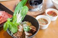 Noodle and Beef Hot Pot Royalty Free Stock Photo