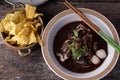 noodle blood soup Thai peoples call Boat Noodles