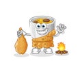Noodle bowl ancient cartoon. cartoon mascot vector Royalty Free Stock Photo