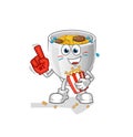 Noodle bowl fan with popcorn illustration. character vector