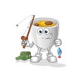 Noodle bowl fisherman illustration. character vector