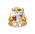 Noodle bowl propose with ring. cartoon mascot vector