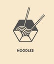 Noodle box logo template. Chinese food vector design. Ramen noodles illustration Royalty Free Stock Photo