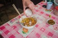 Noodle in Chicken Curry soup (Kao Soi Kai ), Curried Noodle Soup Royalty Free Stock Photo