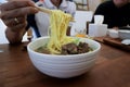 Noodle or Chinese noodle or beef noodle Royalty Free Stock Photo