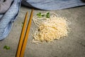 Noodle and chopsticks prepare cooking thai breakfast or china lu