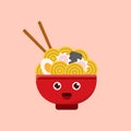 Noodle With Egg Icon and illustration Vector