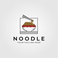 Noodle food with chopstick logo vector illustration design, chinese or japanese vector symbol