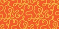 Noodle pasta seamless pattern vector background. Spaghetti curvy doodle pattern, Italian pasta background. Chinese Royalty Free Stock Photo