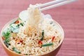 Noodle with pepers spice in bowl Royalty Free Stock Photo
