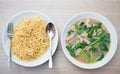 Noodle with pork soaked in gravy Royalty Free Stock Photo