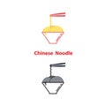 Noodle restaurant and food logo vector design.Chinese noodle log Royalty Free Stock Photo