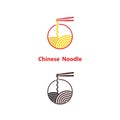 Noodle restaurant and food logo vector design.Chinese noodle log Royalty Free Stock Photo