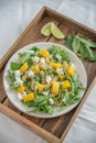 Noodle Salad with mango, feta cheese and arugula Royalty Free Stock Photo