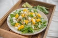Noodle Salad with mango, feta cheese and arugula Royalty Free Stock Photo