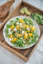 Noodle Salad with mango, feta cheese and arugula Royalty Free Stock Photo