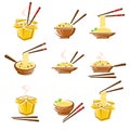 Noodle set. Collection icon noodles. Vector