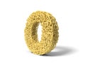 Noodle in shape of O letter. curly spaghetti for cooking. 3d illustration