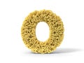 Noodle in shape of O letter. curly spaghetti for cooking. 3d illustration