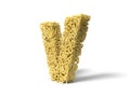 Noodle in shape of V letter. curly spaghetti for cooking. 3d illustration