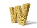 Noodle in shape of W letter. curly spaghetti for cooking. 3d illustration