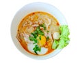 Noodle soup hot spicy pork egg vegetable Royalty Free Stock Photo