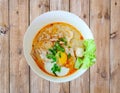 Noodle soup hot spicy pork egg vegetable Royalty Free Stock Photo