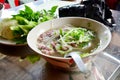 Noodle soup vietnam style vietnamese called Pho on the table in Royalty Free Stock Photo