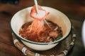 Noodle of Sukhothai style in Thailand. Thai FoodSukhothai Royalty Free Stock Photo