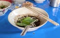 Noodle of traditional thai food. Beef noodles braised taste delicious at Thailand.