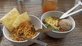 Noodle two bowls delecious and one glas Royalty Free Stock Photo