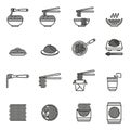 Noodles- Asian food icon set with white background. Royalty Free Stock Photo