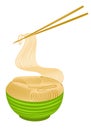 Noodles Bowl with Chopsticks. Asian Food Icon Logo.