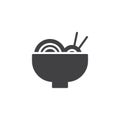 Noodles bowl with chopsticks vector icon Royalty Free Stock Photo