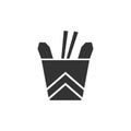 Noodles in a box silhouette glyph fast food vector icon Royalty Free Stock Photo