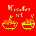 Noodles icons. Grunge ink brush vector illustration. Food flat illustration.