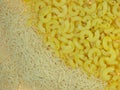 Noodles and pasta horns. Non-solid wheat products Royalty Free Stock Photo