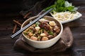 Noodles with pork and pork balls with soup Thai style Royalty Free Stock Photo