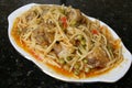 Noodles with pork ribs andalusian and spanish cuisine