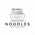 noodles or ramen bowl logo line art vector simple minimalist template icon design. chinese and japanese traditional or modern food Royalty Free Stock Photo