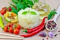 Noodles rice twisted with oil and vegetables Royalty Free Stock Photo