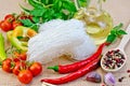 Noodles rice white with spices and oil Royalty Free Stock Photo