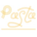 Noodles Silhouette. Italian Spaghetti or Boiled Pasta. Cooking Text. Stylized Lettering.