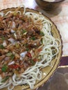 Noodles in Xinjiang are called `stripes`.
